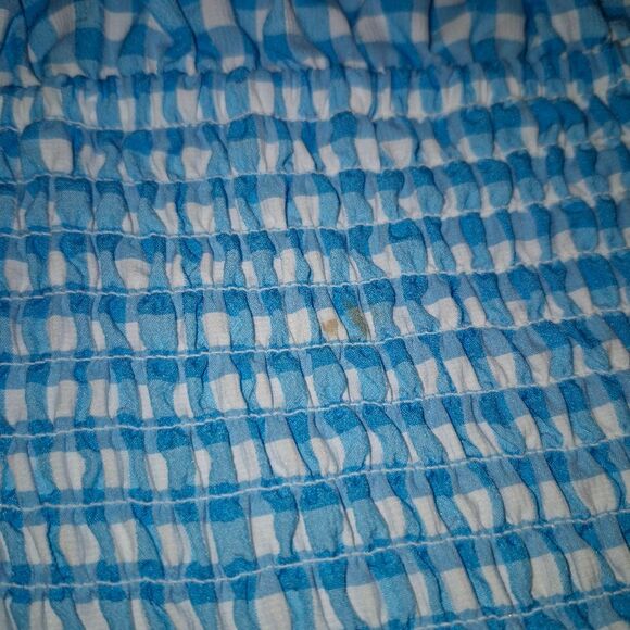 BCBGeneration Blue and White Ruffled Smocked Square Neck Crop Top Size Small - Picture 6 of 6